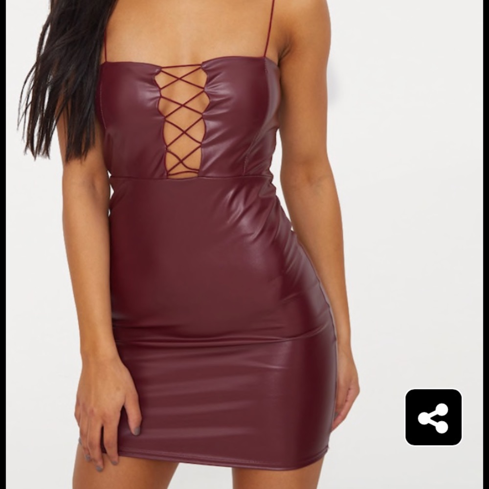 Maroon Strappy Lace Up Bodycon Dress